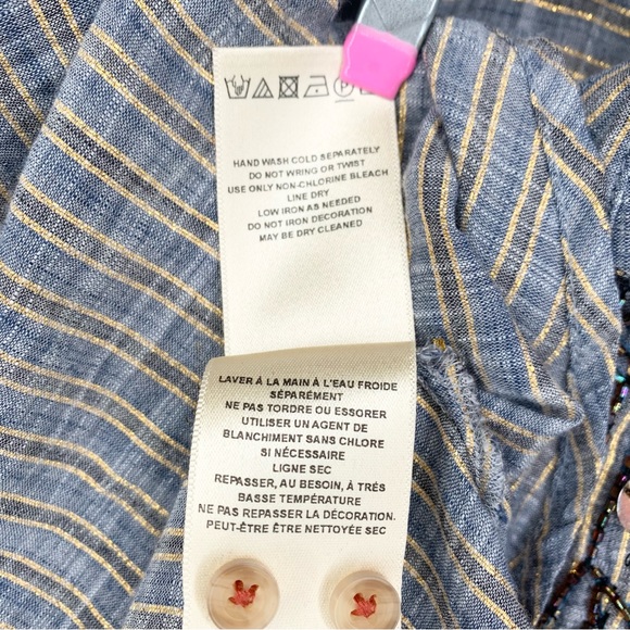 HD in Paris Womens Embroidered Blouse with Peplum Hem Size S  NWOT Condition - Picture 6 of 10